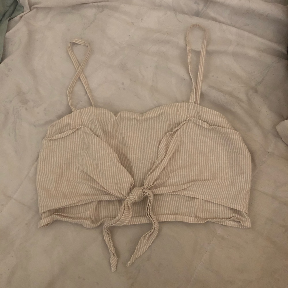 Beige and white striped top